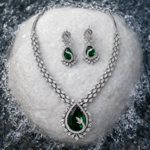 Diamond and Emerald Pear Drop Set