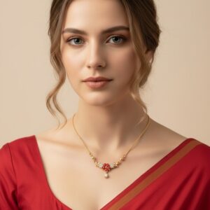 Crimson Blossom Pearl Necklace Set