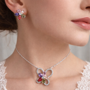 Multicolor Gemstone Butterfly Jewelry Set