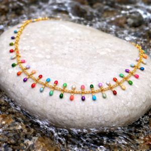 Multicolor Beaded Charm Chain Necklace