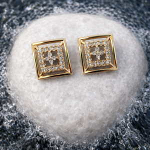 Square Gold-Plated Crystal Stud Earrings