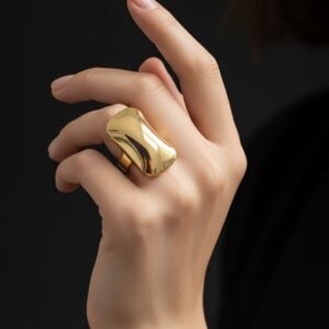 Chunky Gold Concave Shield Ring