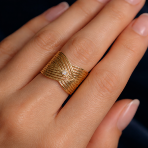 Gold-Tone Multi-Strand Textured Statement Ring