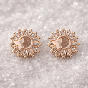 Rose Gold Butterfly Sunburst Crystal Stud Earrings