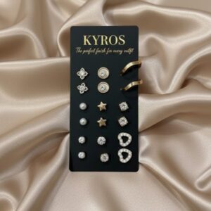 Elegant Multi-Design Gold & Crystal Stud Earrings Set