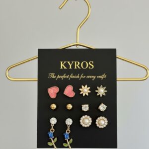 Cute Floral & Heart Multi-Style Stud Earrings Set