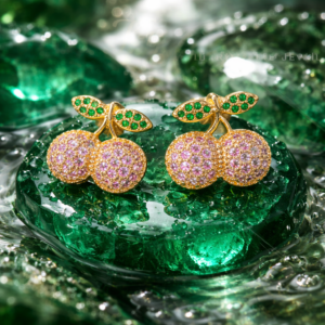 Cherry Rhinestone Stud Earrings