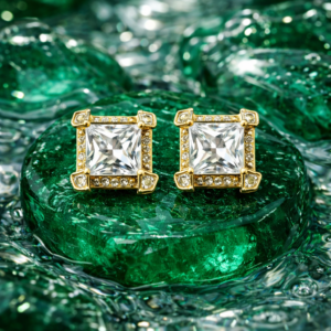 Princess-Cut Crystal Stud Earrings