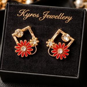 Floral Geometric Drop Earrings