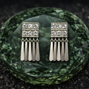 Silver Fringe Drop Stud Earrings
