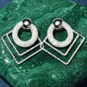 Silver-Tone Geometric Mesh & V-Shape Drop Earrings