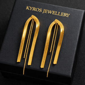 Golden Herringbone Dangle Earrings